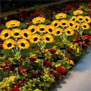 Solar Lights Outdoor Garden Decor,4 Pack with 24 Sunflower Lights